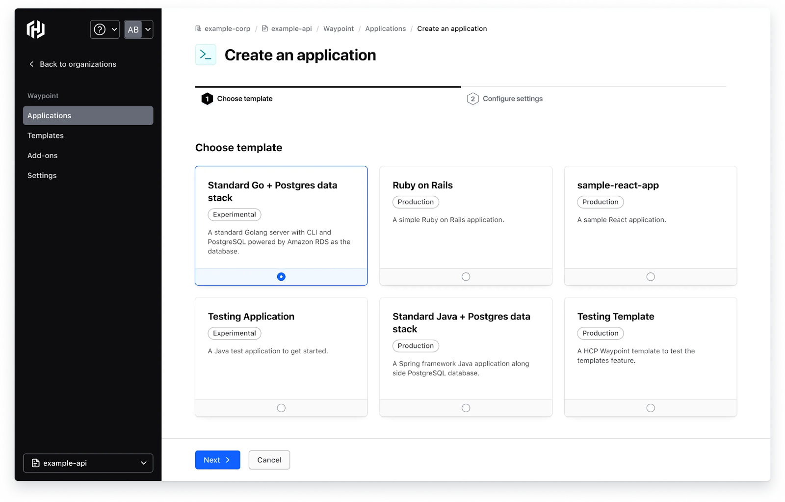 HashiCorp Waypoint screenshot