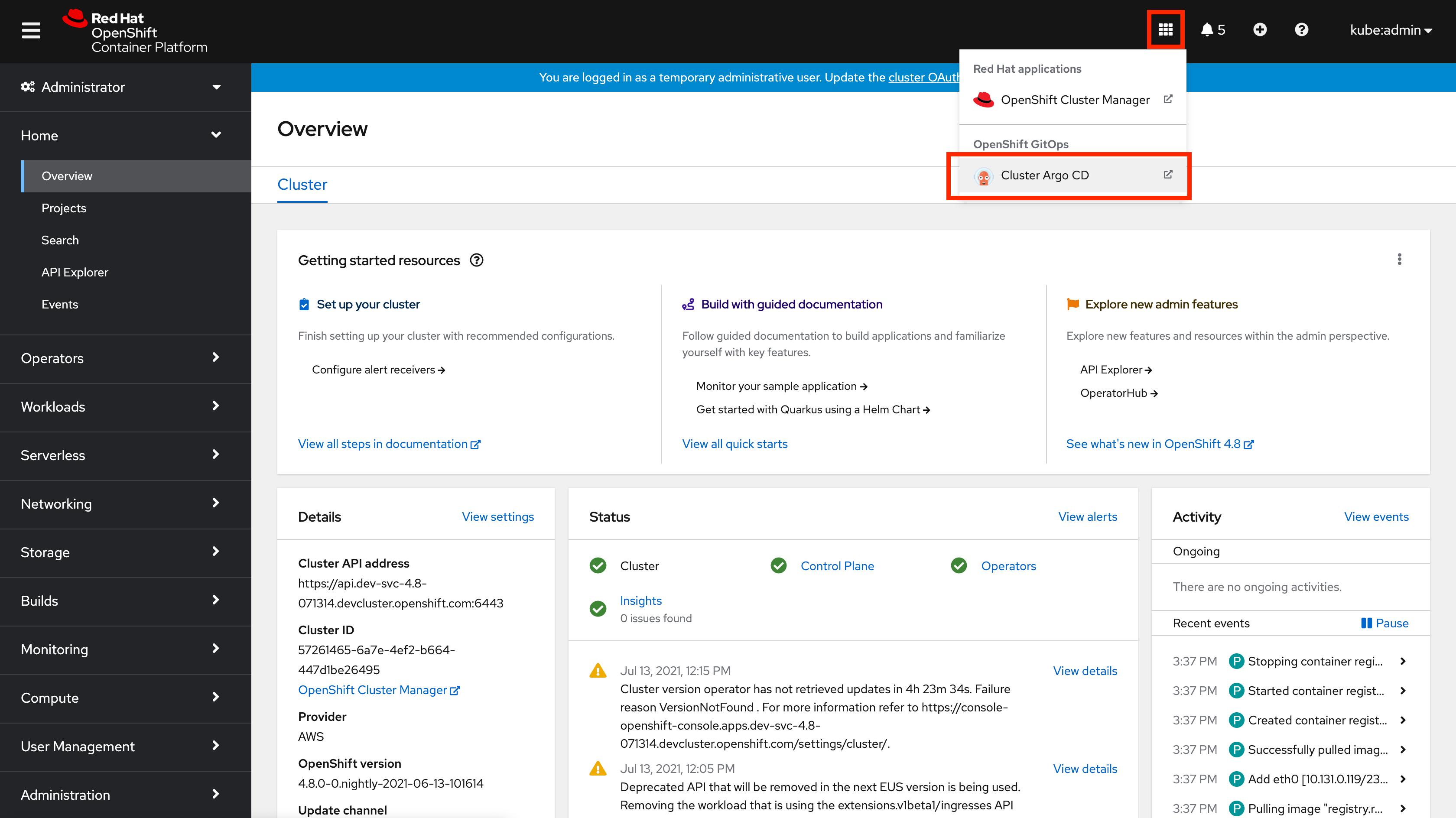 Red Hat OpenShift GitOps screenshot