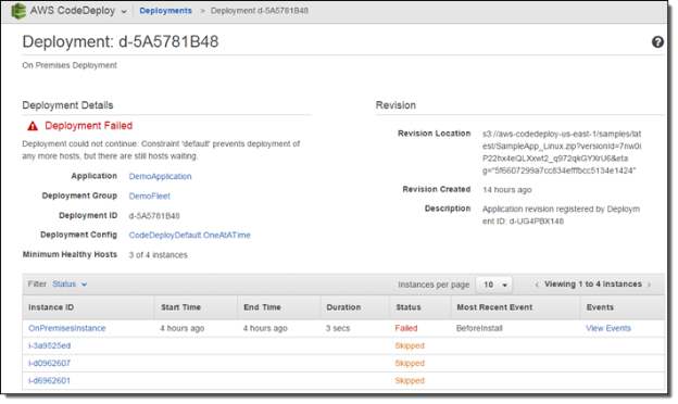 AWS CodeDeploy screenshot