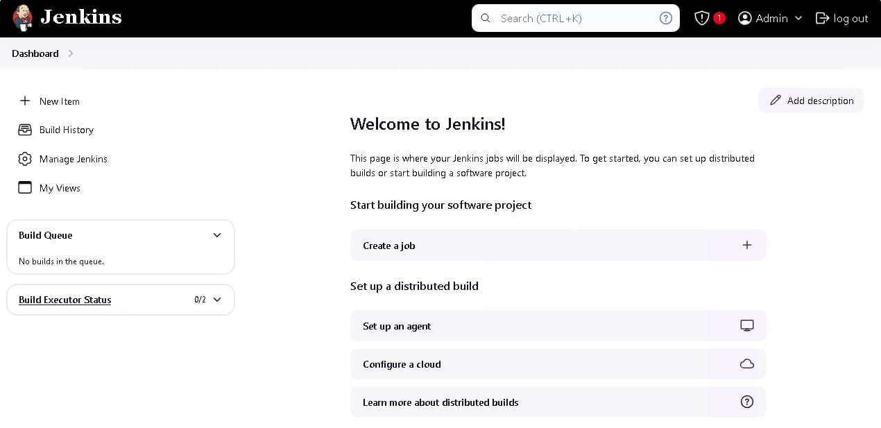 Jenkins dashboard
