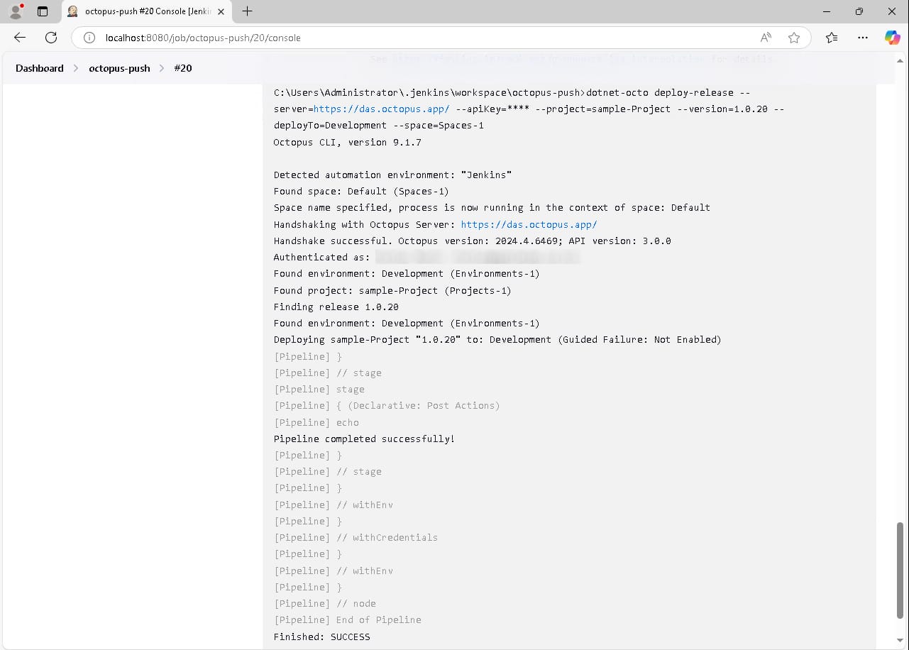 Jenkins console