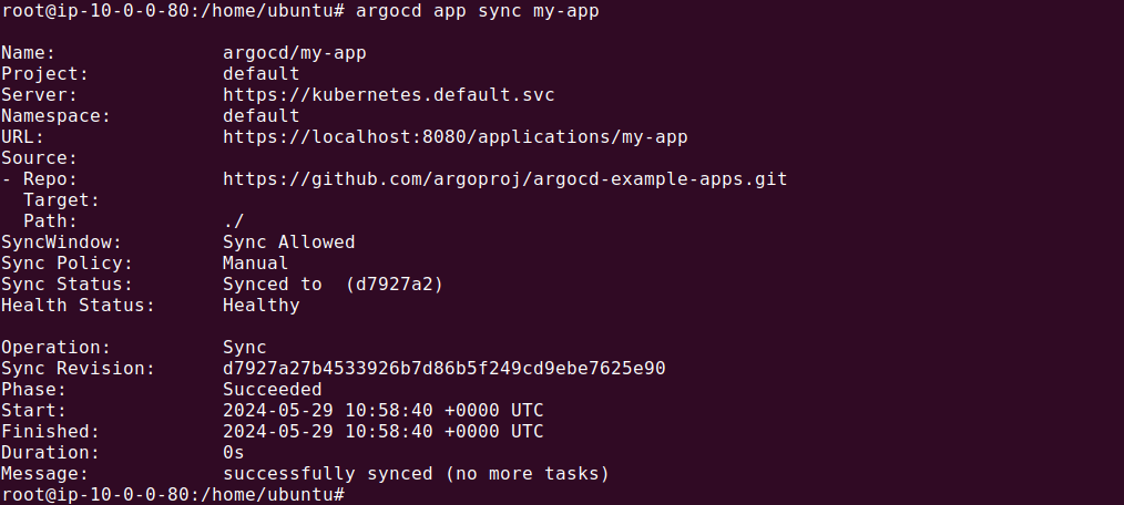 Argo CD application sync in progress