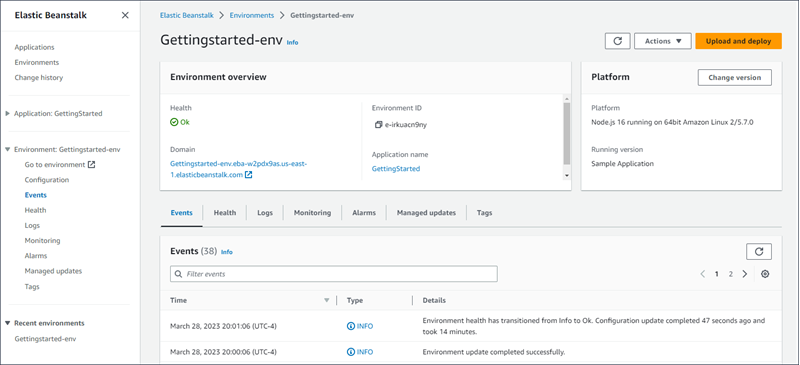 AWS Elastic Beanstalk screenshot