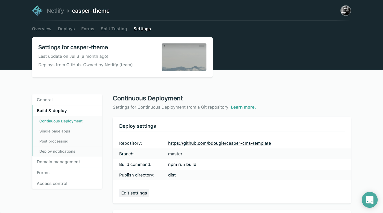 Netlify screenshot