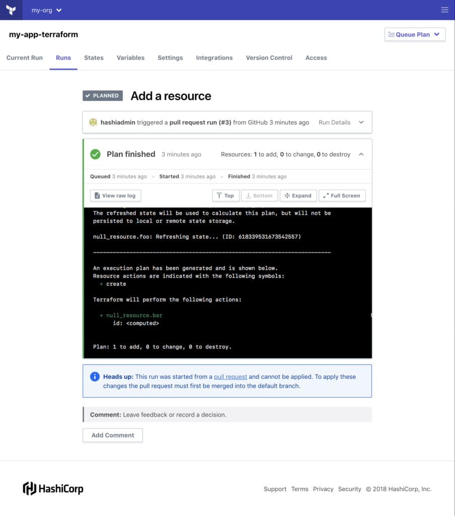 Terraform screenshot
