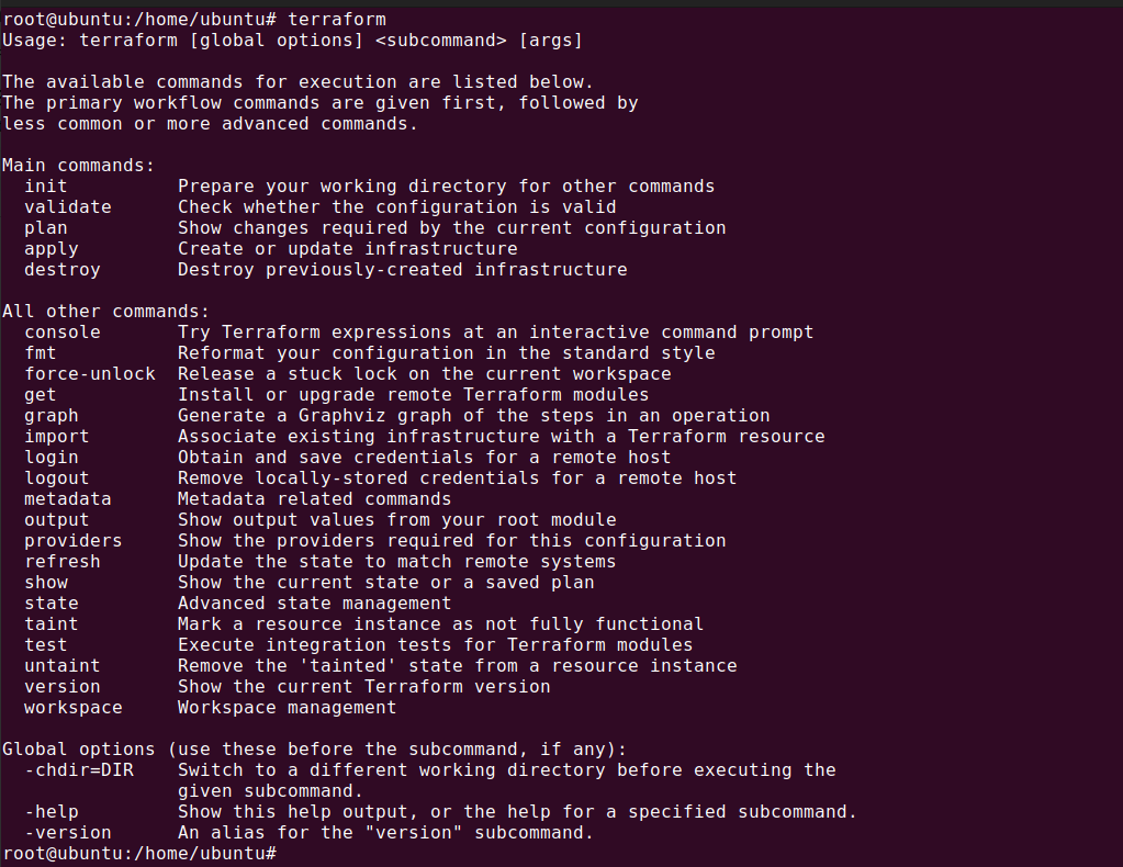 Terraform installed successfully