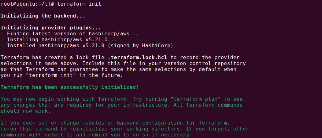 terraform init output