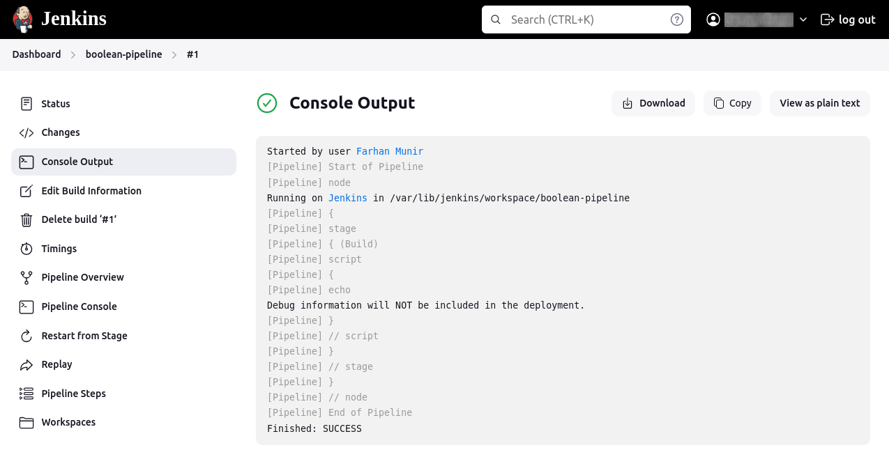 Boolean parameter output