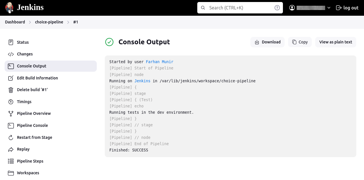 Choice parameter output