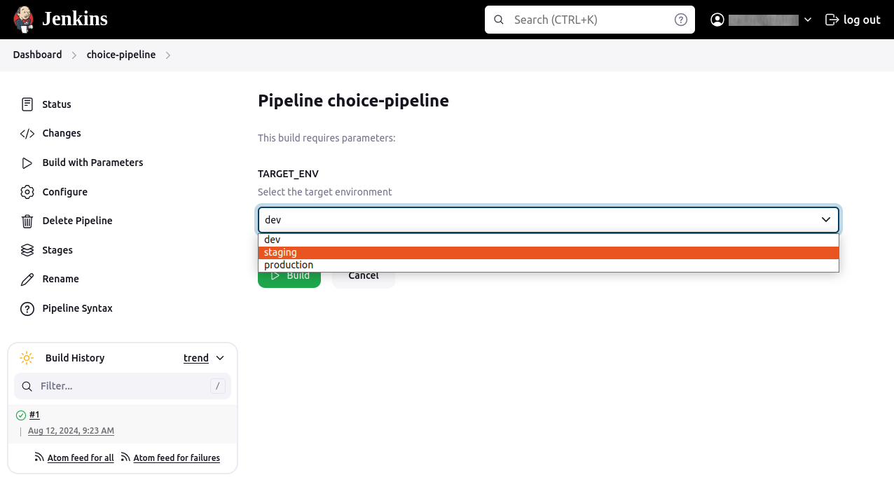 Choice parameter in Jenkins