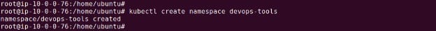 Create namespace output