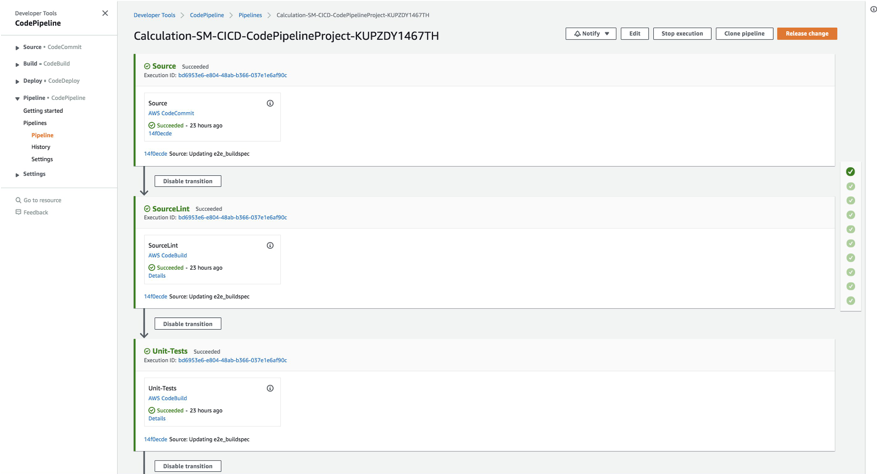 AWS CodePipeline screenshot