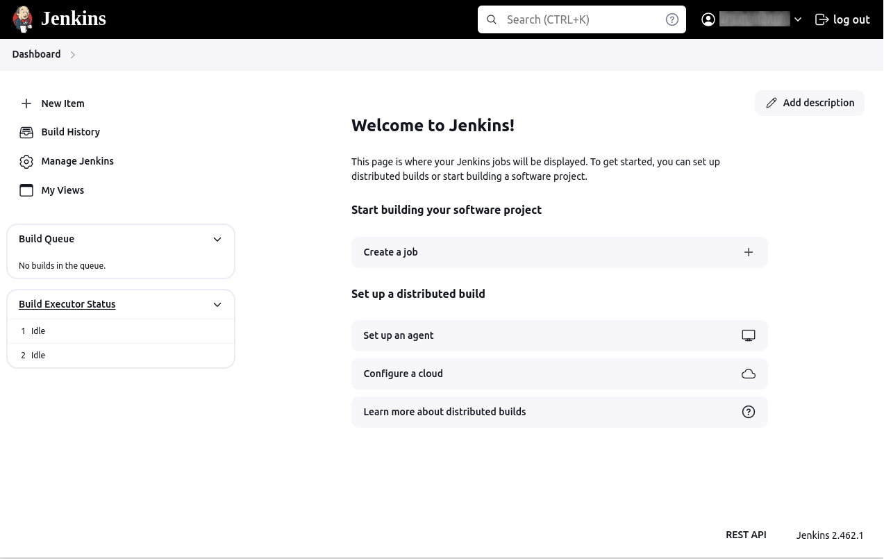 Jenkins dashboard