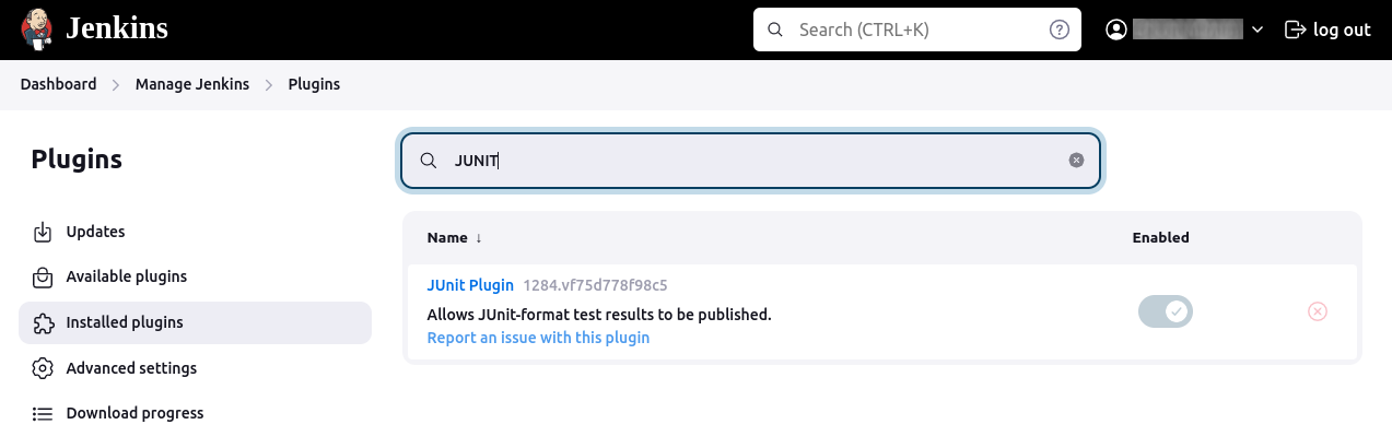 Jenkins install JUnit plugin