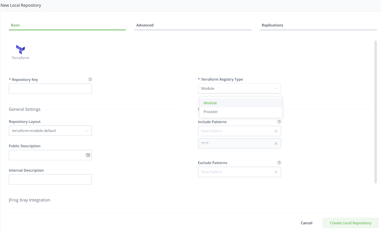 Artifactory local Terraform repository setup