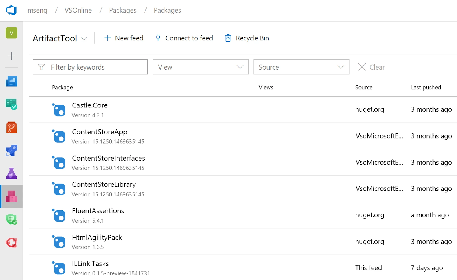 Azure Artifacts screenshot