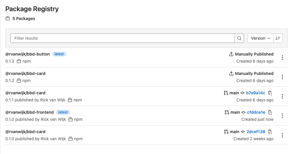 GitLab Package Registry screenshot