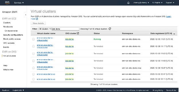 Amazon EKS screenshot