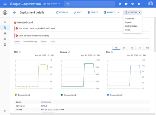 Google Kubernetes Engine screenshot