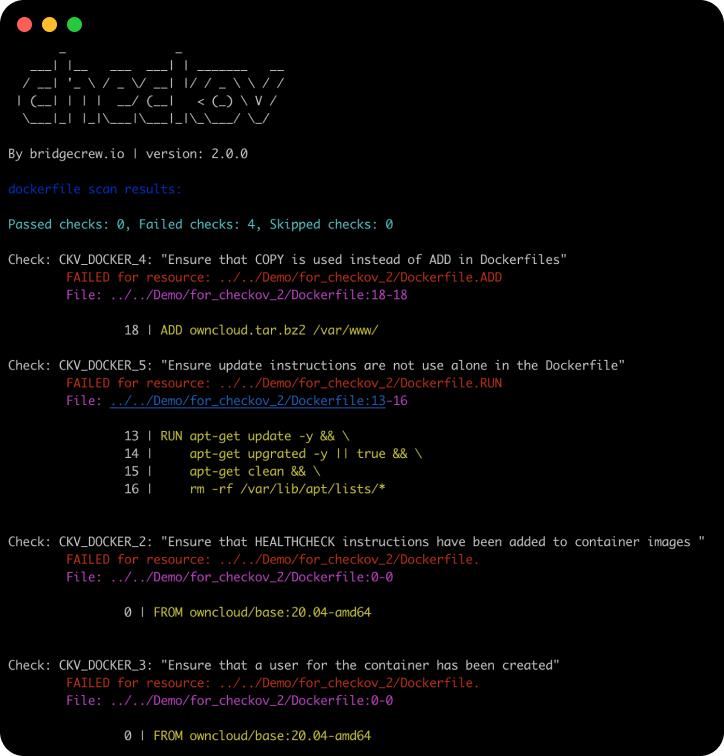 Checkov screenshot