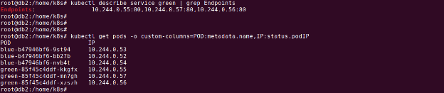 Checking the green service endpoints