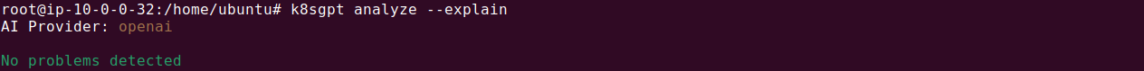 k8sgpt analyze --explain showing resolved issues