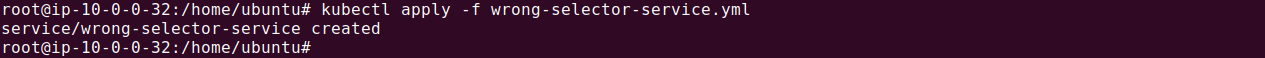 kubectl apply wrong-selector-service output