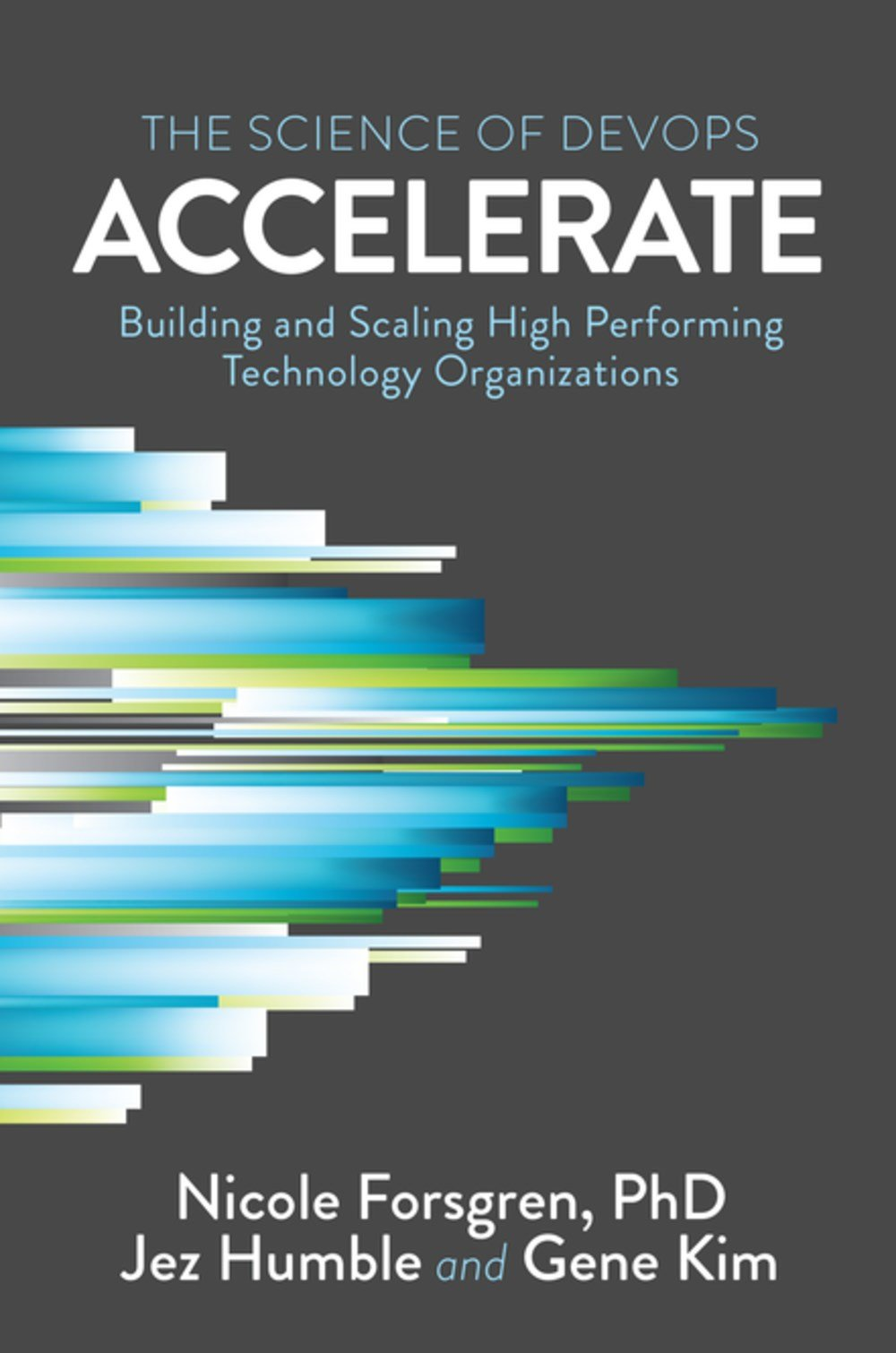 The Accelerate cover features abstract blue and green horizontal bars that suggest a chart