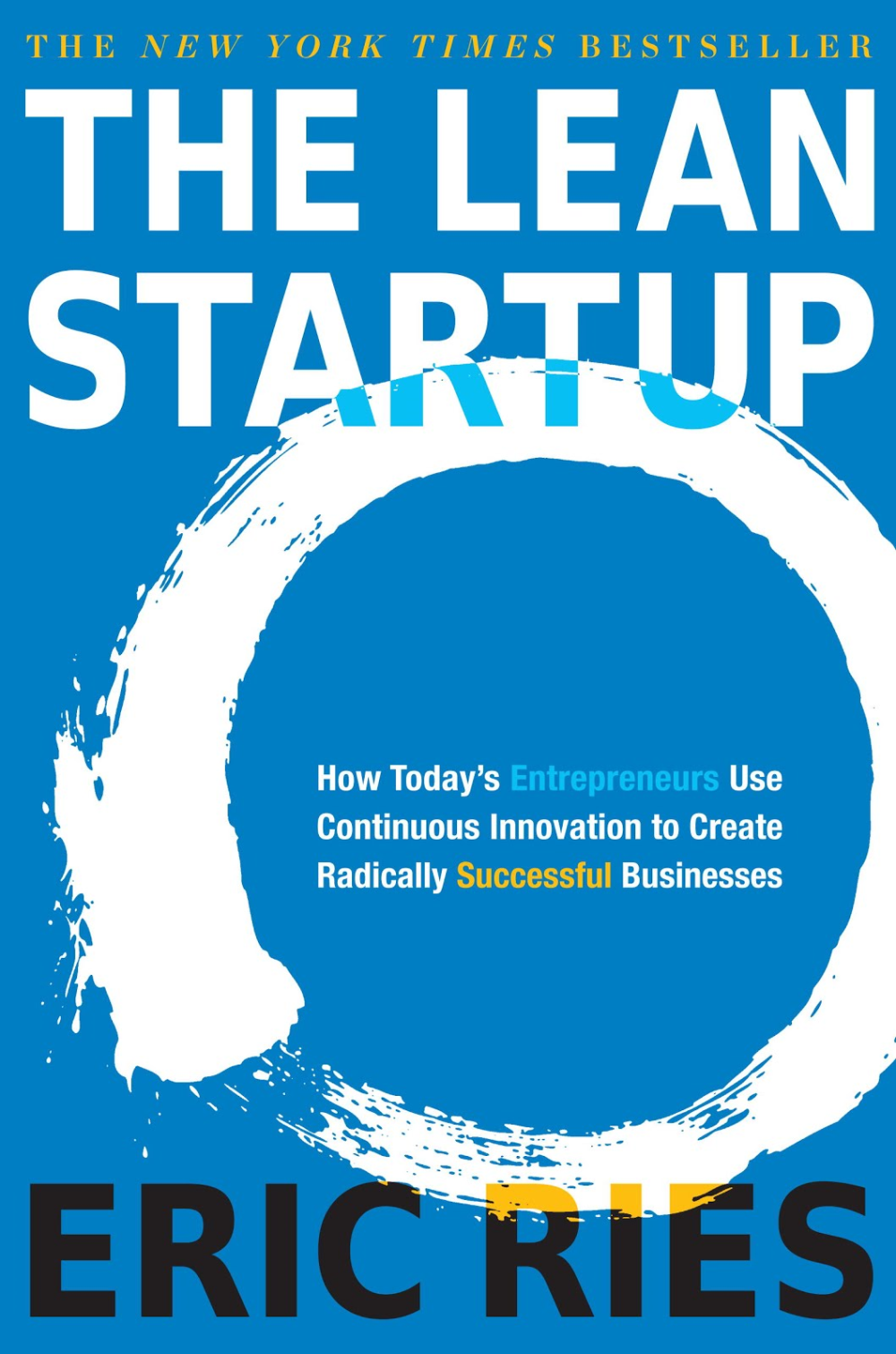 The Lean Startup cover features a roughly painted circle design