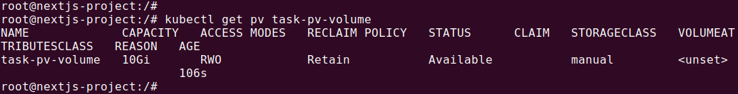 Kubernetes YAML command line: Check PV status