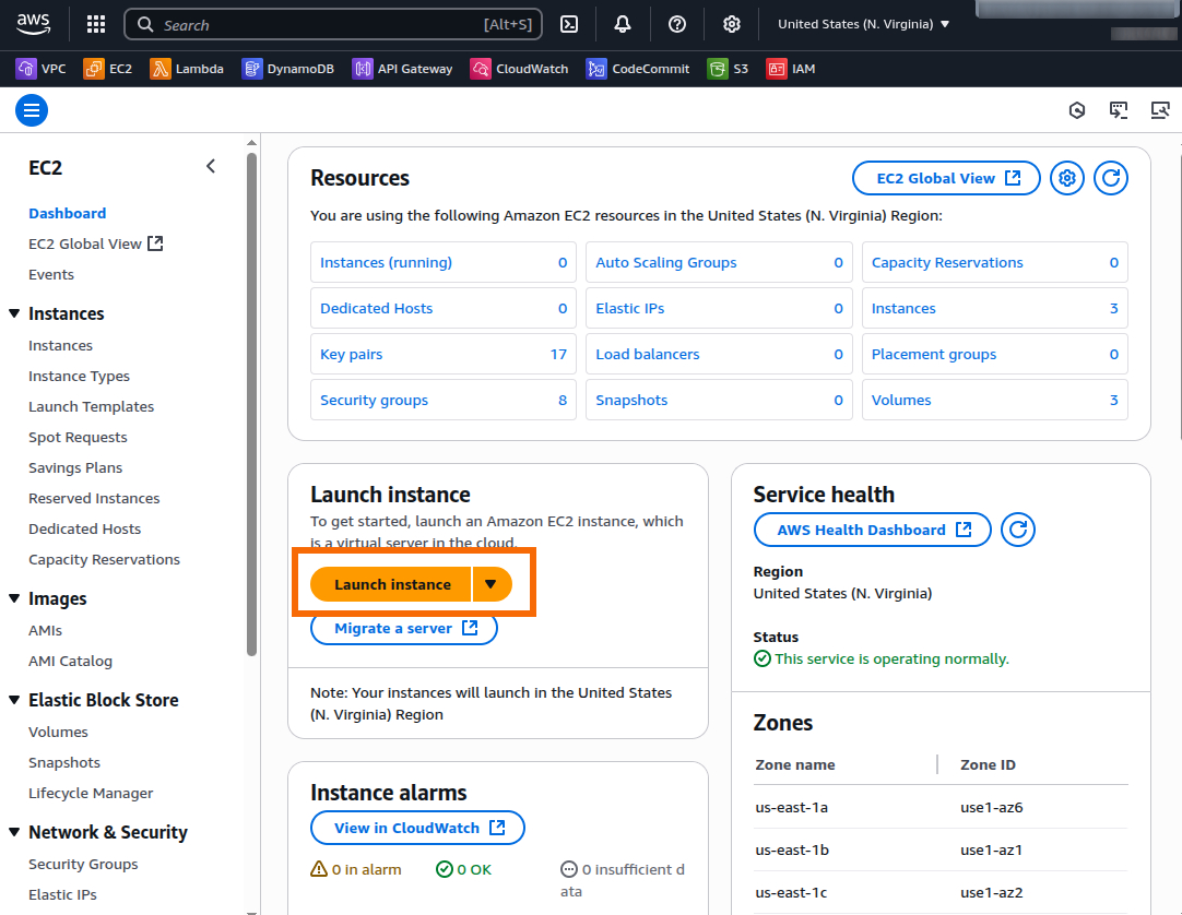 Launch instance