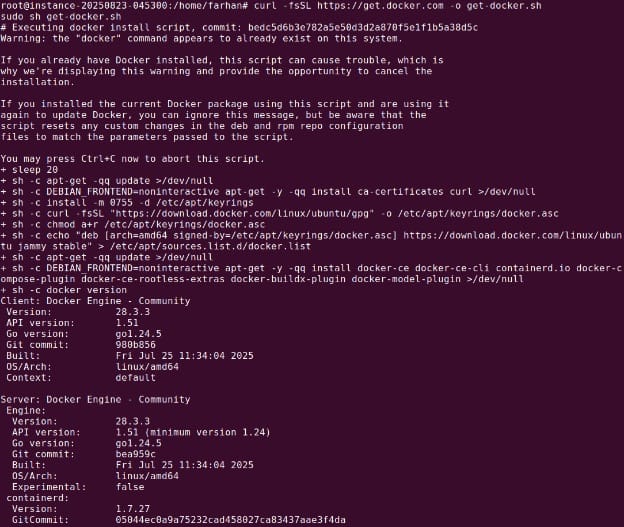 Running the Docker convenience script