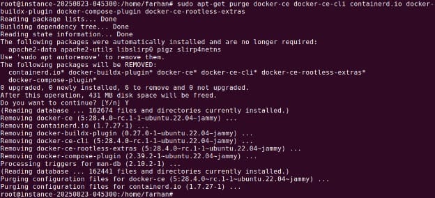 Purging the Docker packages