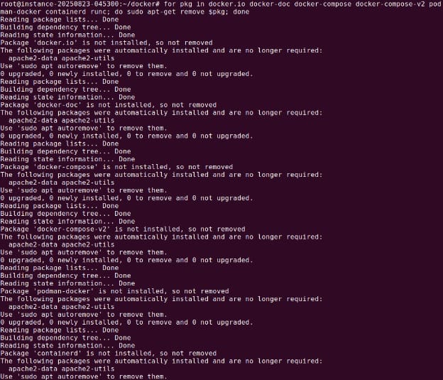 Removing conflicting Docker packages