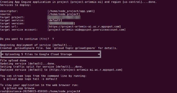 Deploying the app with gcloud