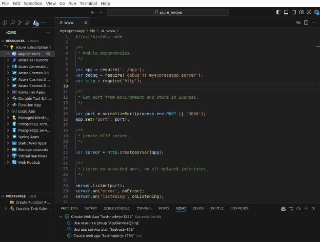 Configuring the web app