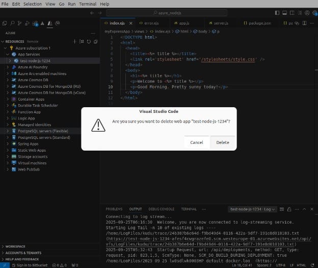 Deleting the resource group