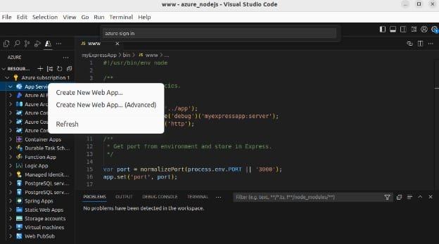 Creating a new web app