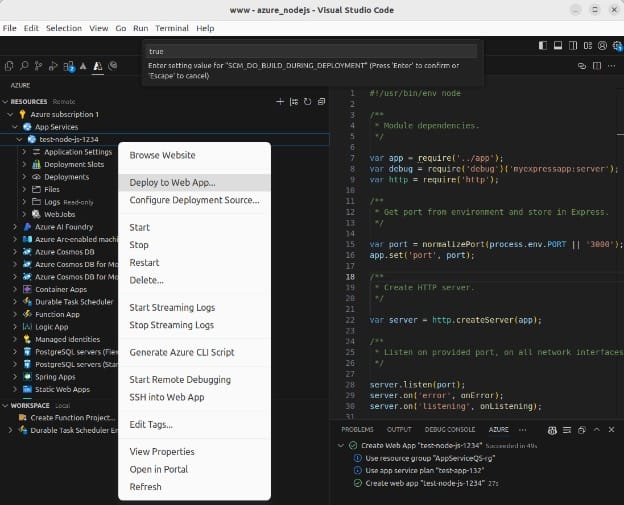 Deploying to the web app