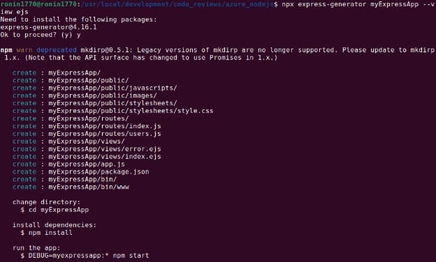 Generating an Express app