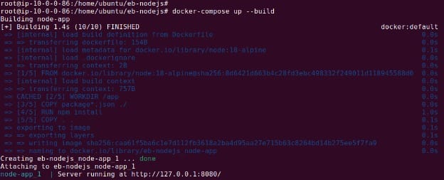 Running the Node.js app with Docker Compose