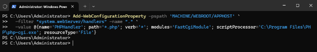 Configuring the PHP handler mapping