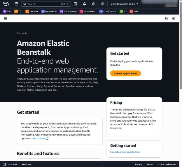 The Elastic Beanstalk console