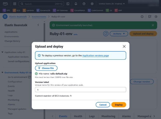 Uploading and deploying the application