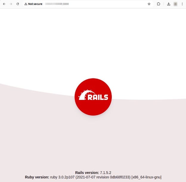 The default Rails welcome page