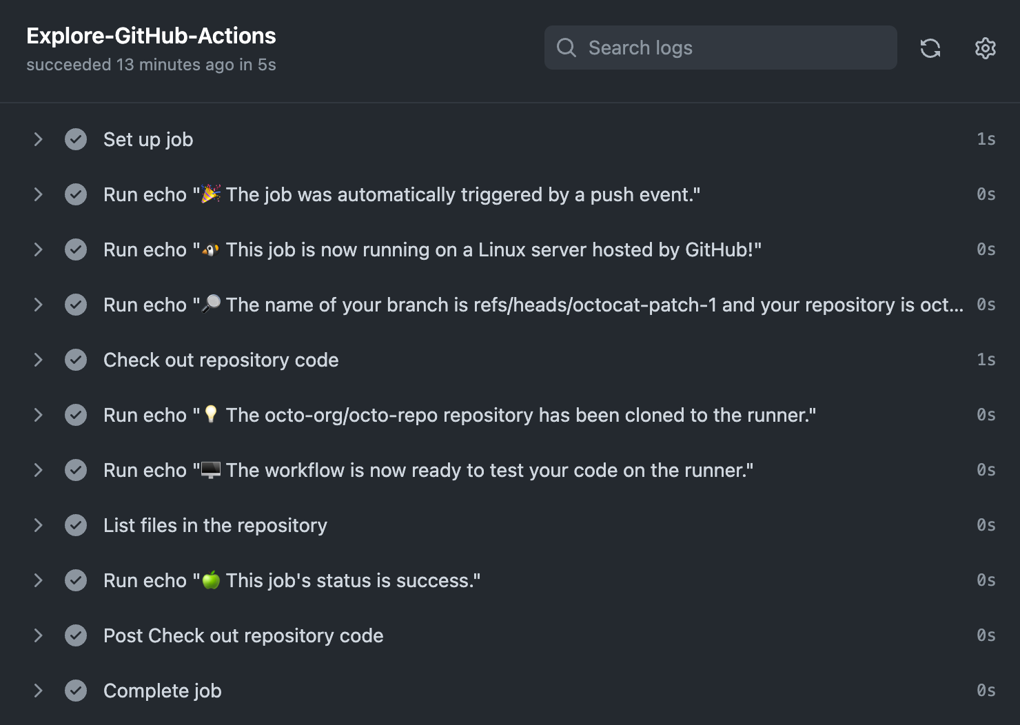 GitHub Actions screenshot