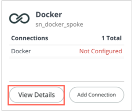 ServiceNow Docker connection alias details