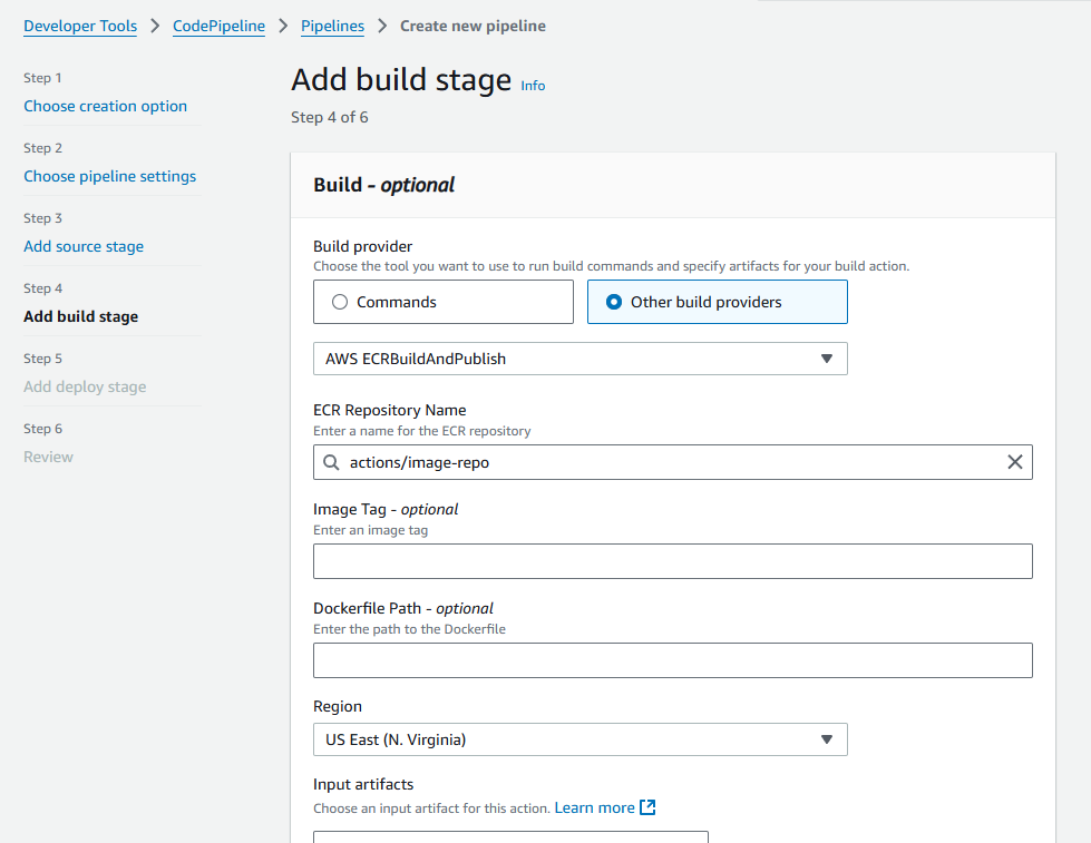 AWS CodePipeline screenshot