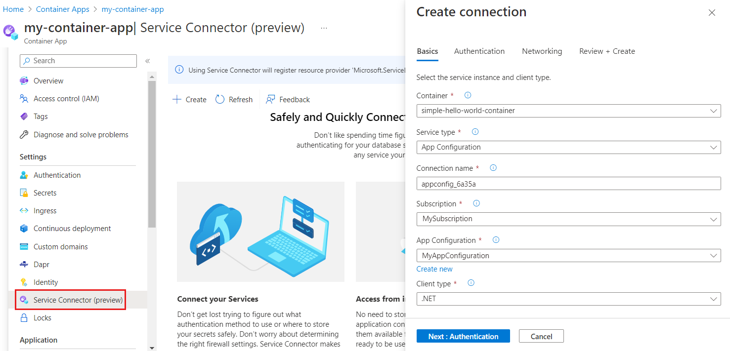 Azure Container Apps screenshot