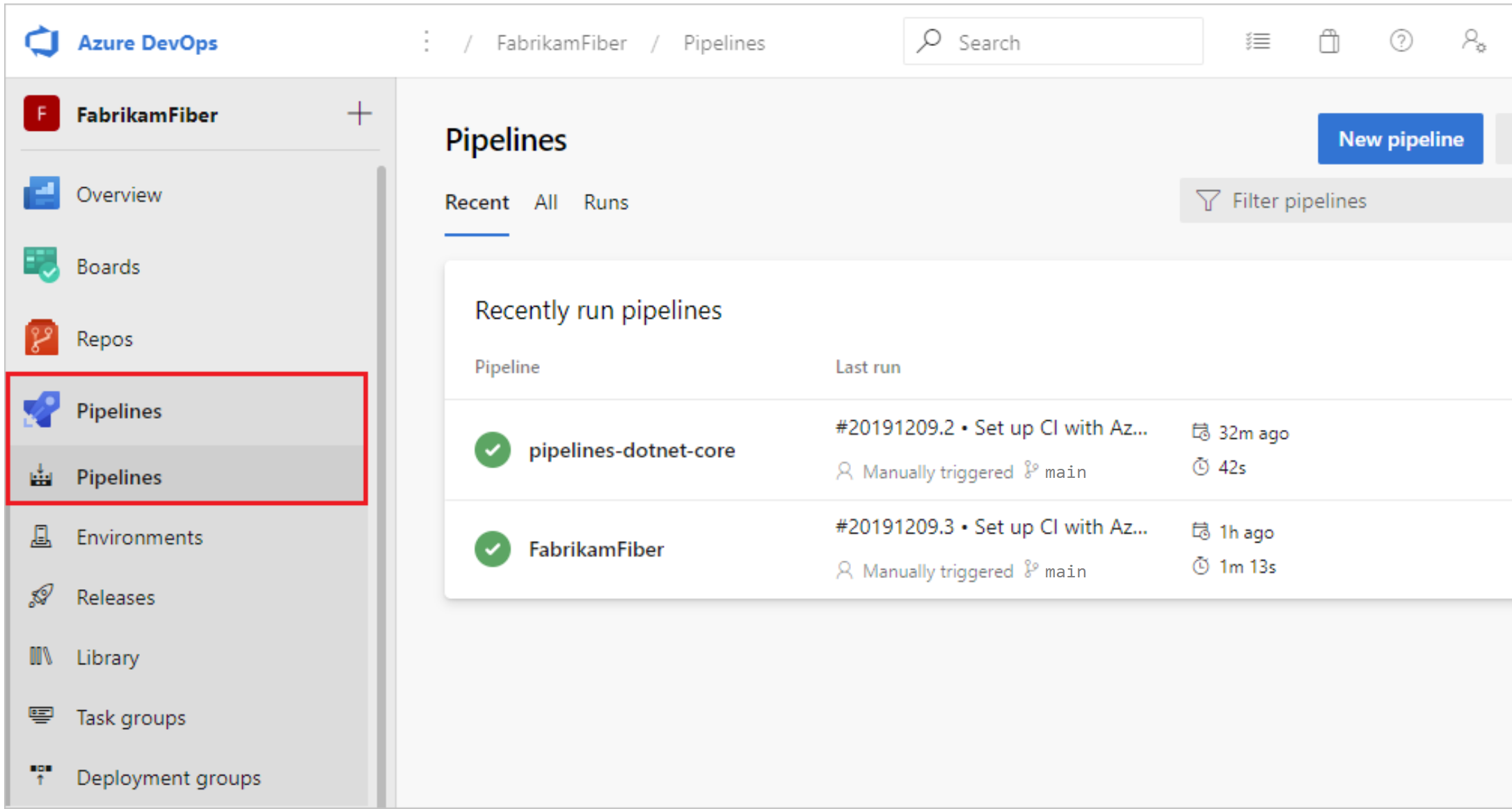 Azure Pipelines screenshot